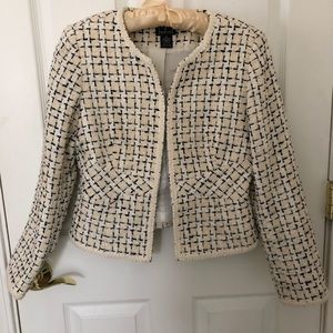 INC Black and White Tweed Jacket